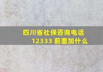 四川省社保咨询电话 12333 前面加什么